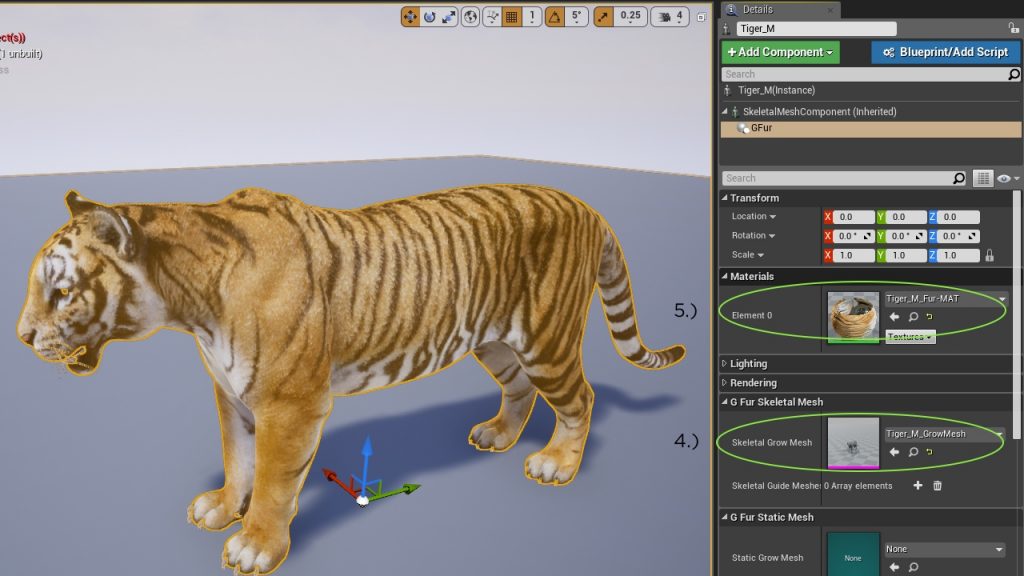 Generating fur guides with gFur PRO in Unreal Engine - GiM